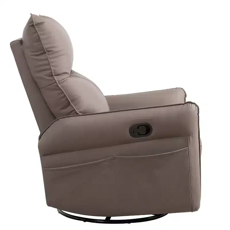 Fauteuil inclinable à bascule rembourré pivotant à 360/270 degrés avec poches latérales/ports USB, planeur pivotant électrique, 4W-ModernLuxe