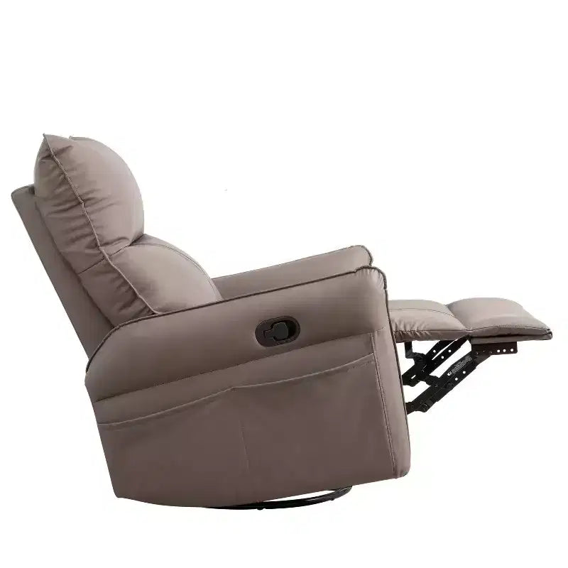 Fauteuil inclinable à bascule rembourré pivotant à 360/270 degrés avec poches latérales/ports USB, planeur pivotant électrique, 4W-ModernLuxe