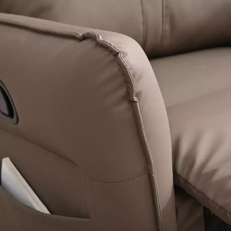 Fauteuil inclinable à bascule rembourré pivotant à 360/270 degrés avec poches latérales/ports USB, planeur pivotant électrique, 4W-ModernLuxe