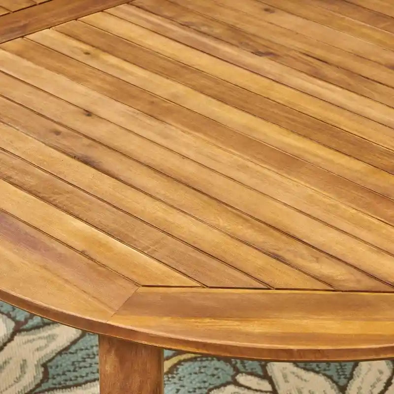 Ensemble de salle à manger d'extérieur Fayette 7 pièces en bois d'acacia avec chaises empilables en osier par Christopher Knight Home