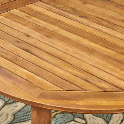 Ensemble de salle à manger d'extérieur Fayette 7 pièces en bois d'acacia avec chaises empilables en osier par Christopher Knight Home