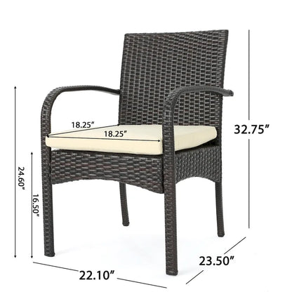 Ensemble de salle à manger extensible 7 pièces en bois et osier Elmar Outdoor par Christopher Knight Home