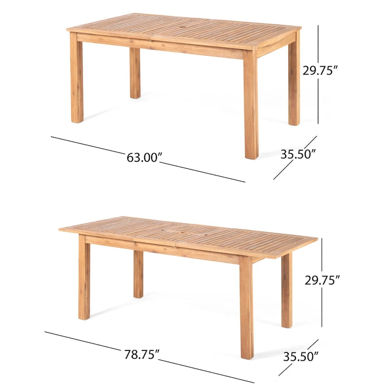 Ensemble de salle à manger extensible 7 pièces en bois et osier Elmar Outdoor par Christopher Knight Home