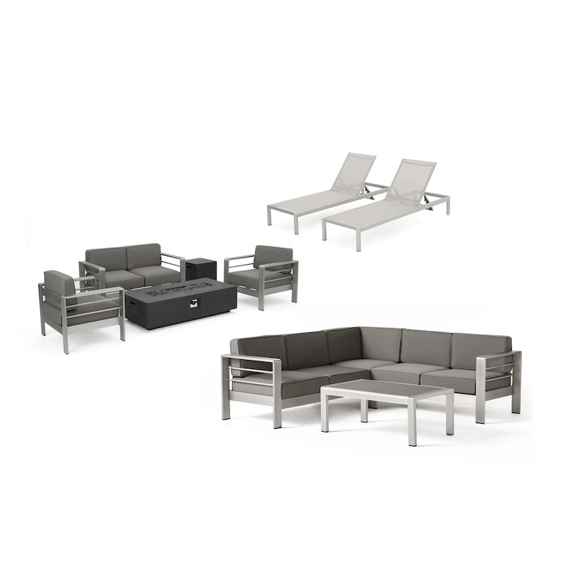 Ensemble de conversation et canapé d'extérieur 11 pièces Cape Coral par Christopher Knight Home