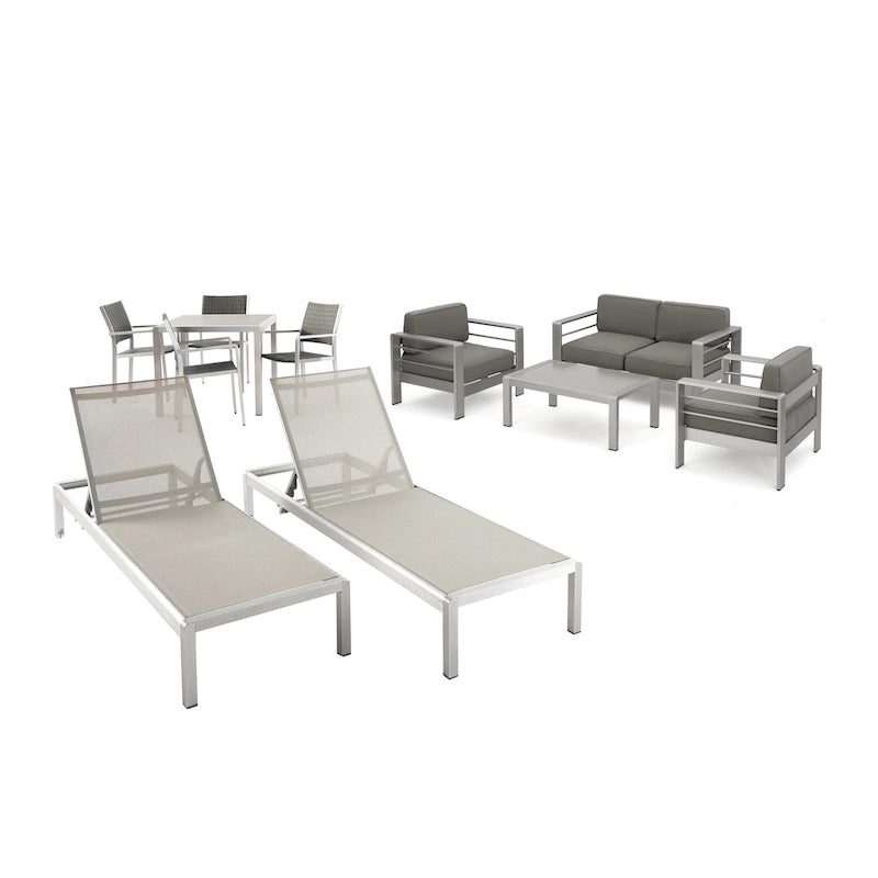 Ensemble repas d'extérieur Cape Coral + salon de jardin + chaises longues + table basse de Christopher Knight Home