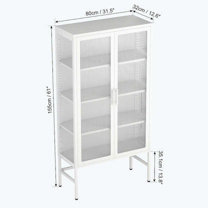 Meuble de rangement à portes vitrées doubles avec étagères réglables