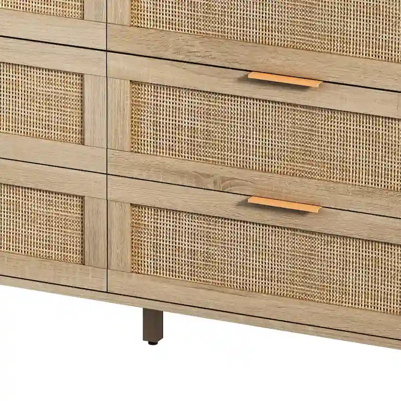 Commode de Rangement en Rotin à 6 Tiroirs, pour Chambre à Coucher