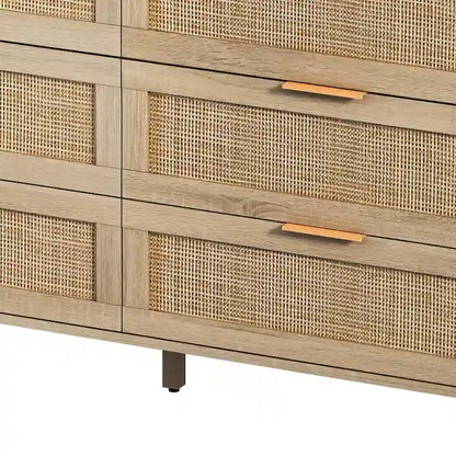 Commode de Rangement en Rotin à 6 Tiroirs, pour Chambre à Coucher