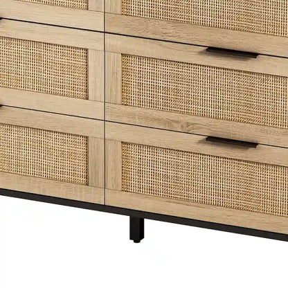 Commode de Rangement en Rotin à 6 Tiroirs, pour Chambre à Coucher