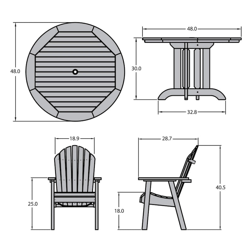 Ensemble de salle à manger 5 pièces Adirondack 48 HIGHWOOD Commercial Muskoka