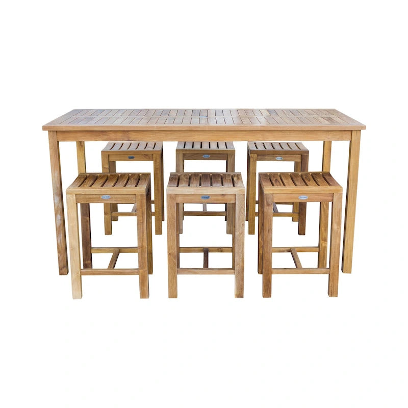 Table de comptoir de bistrot rectangulaire en bois de teck Chic Teak Antigua, 63 x 35 pouces (table seulement)