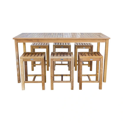 Table de comptoir de bistrot rectangulaire en bois de teck Chic Teak Antigua, 63 x 35 pouces (table seulement)