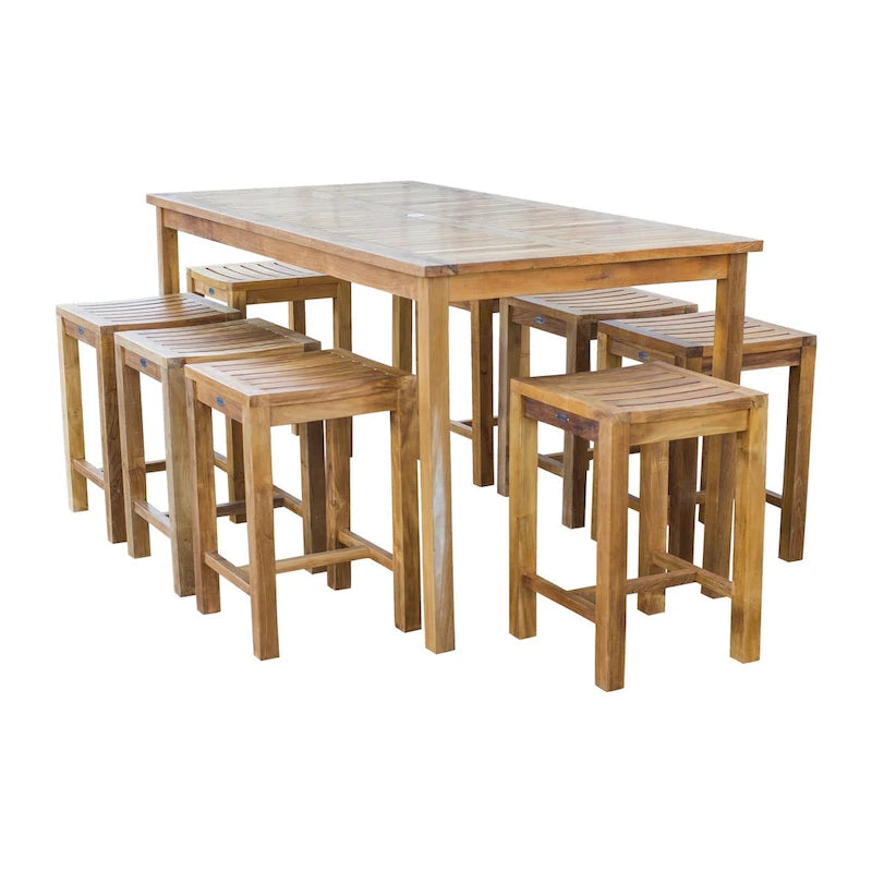 Table de comptoir de bistrot rectangulaire en bois de teck Chic Teak Antigua, 63 x 35 pouces (table seulement)