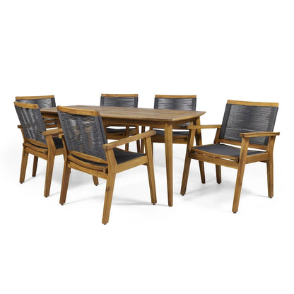 Ensemble de salle à manger McGill d'extérieur 7 pièces en bois d'acacia par Christopher Knight Home