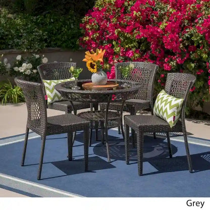 Ensemble de salle à manger en osier 5 pièces Farley Outdoor par Christopher Knight Home