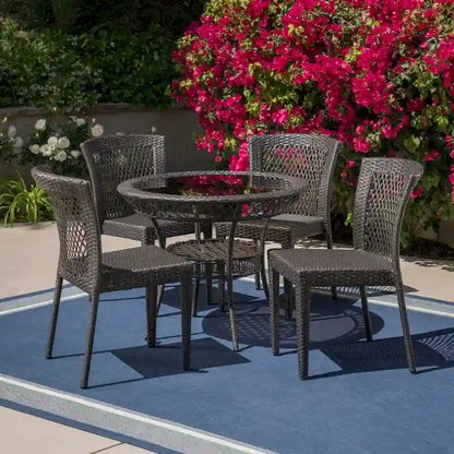 Ensemble de salle à manger en osier 5 pièces Farley Outdoor par Christopher Knight Home