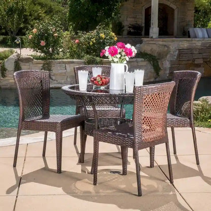 Ensemble de salle à manger en osier 5 pièces Farley Outdoor par Christopher Knight Home