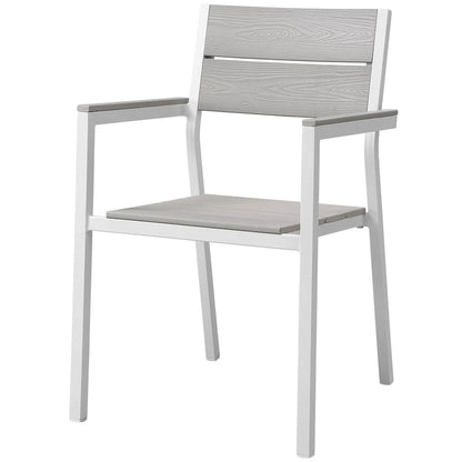 Ensemble de salle à manger d'extérieur Gilbert moderne gris clair et blanc 9 pièces