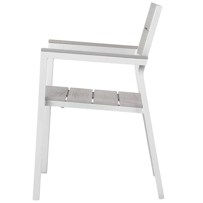 Ensemble de salle à manger d'extérieur Gilbert moderne gris clair et blanc 9 pièces