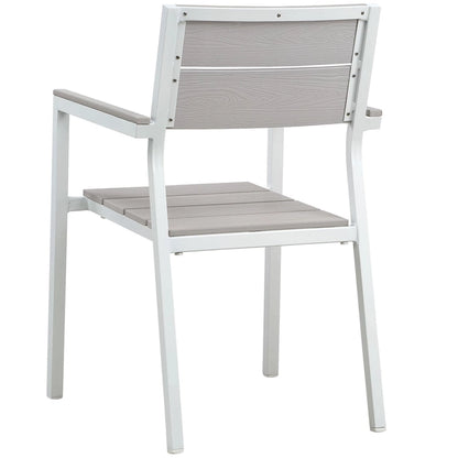 Ensemble de salle à manger d'extérieur Gilbert moderne gris clair et blanc 9 pièces