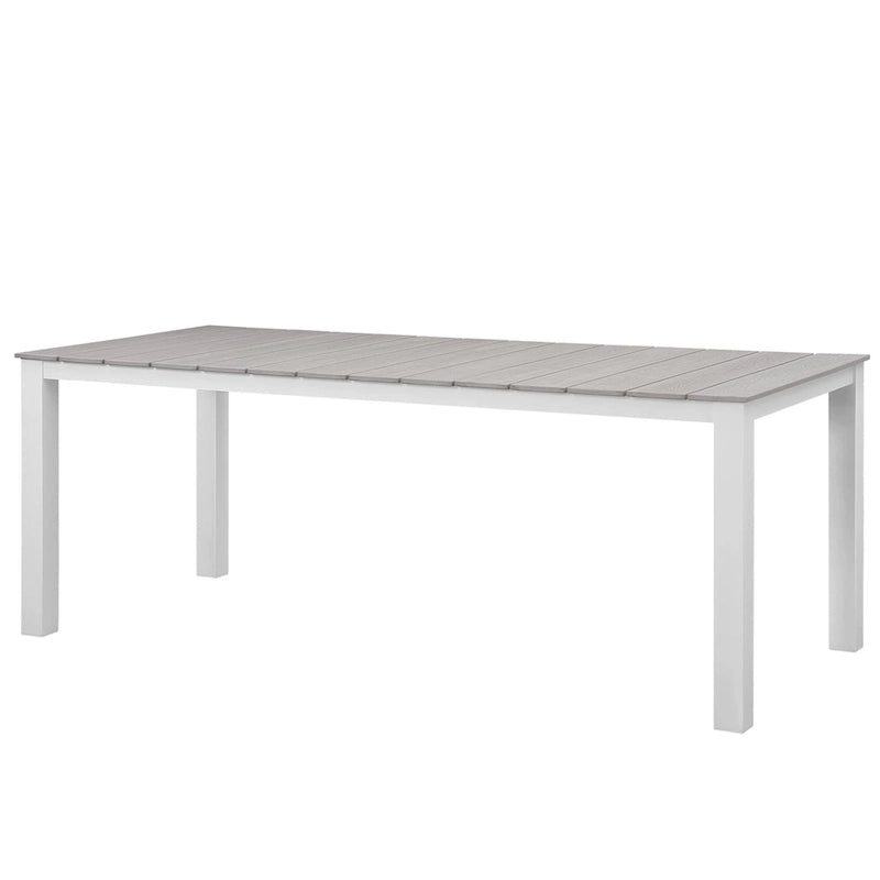 Ensemble de salle à manger d'extérieur Gilbert moderne gris clair et blanc 9 pièces