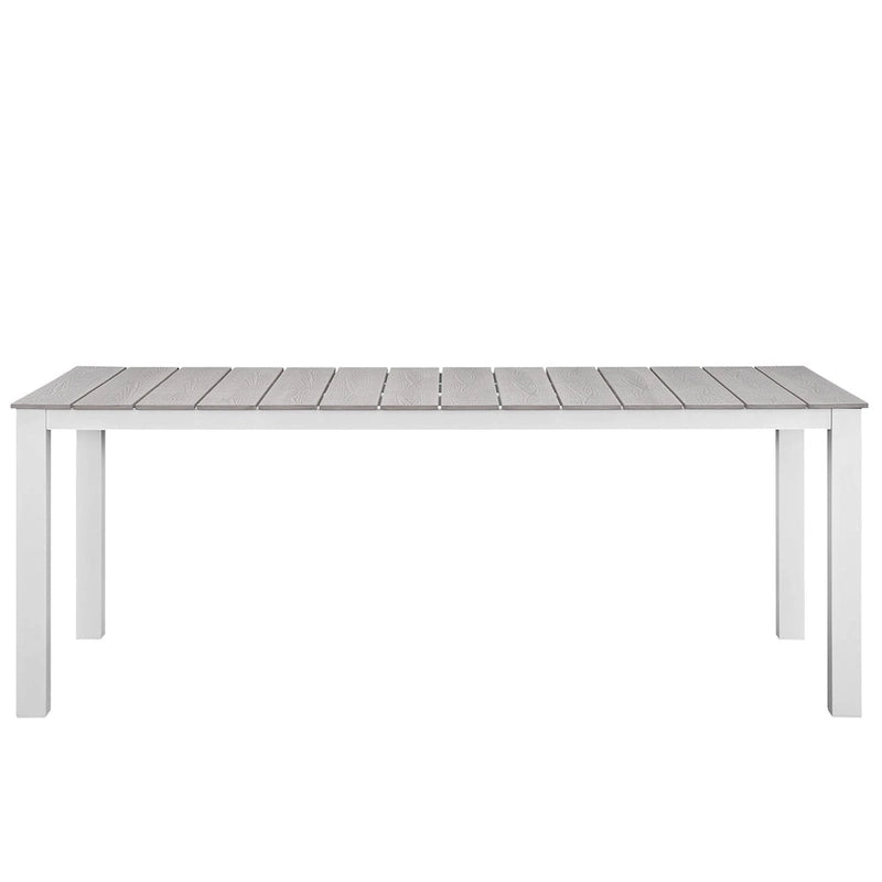 Ensemble de salle à manger d'extérieur Gilbert moderne gris clair et blanc 9 pièces