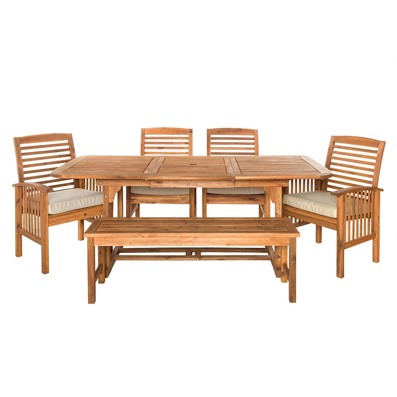 Ensemble de salle à manger d'extérieur 6 pièces en bois d'acacia Middlebrook Galveston