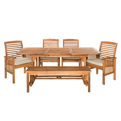 Ensemble de salle à manger d'extérieur 6 pièces en bois d'acacia Middlebrook Galveston