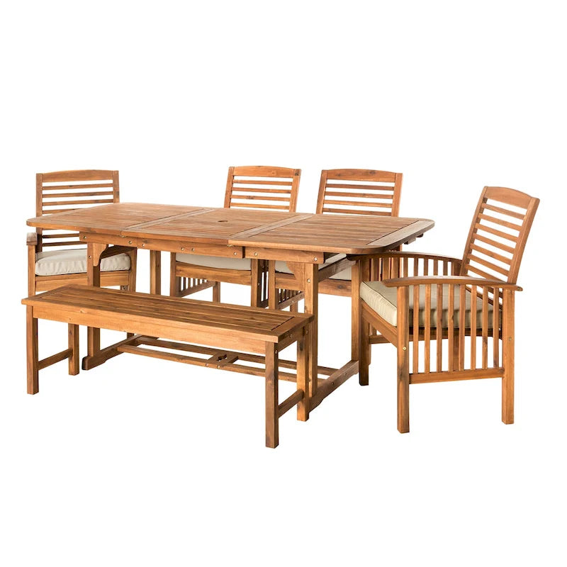 Ensemble de salle à manger d'extérieur 6 pièces en bois d'acacia Middlebrook Galveston