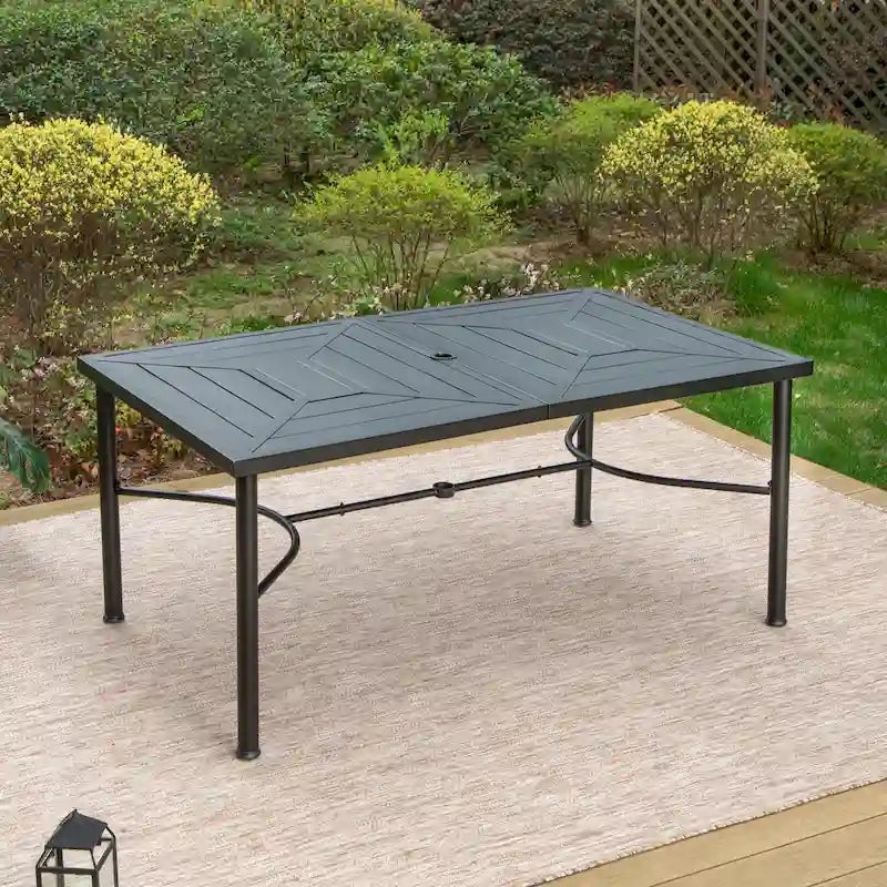 Ensembles de salle à manger de patio 7 pièces, 6 chaises en textilène et 1 table en métal avec trou pour parasol de 2,1 po