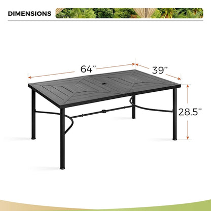 Ensembles de salle à manger de patio 7 pièces, 6 chaises en textilène et 1 table en métal avec trou pour parasol de 2,1 po