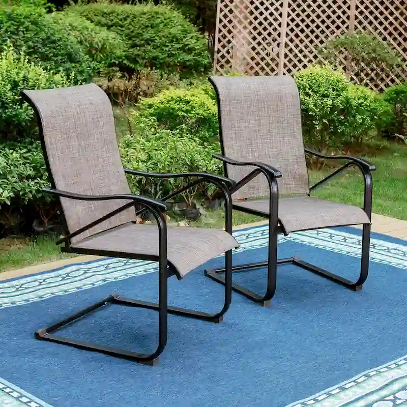 Ensembles de salle à manger de patio 7 pièces, 6 chaises en textilène et 1 table en métal avec trou pour parasol de 2,1 po