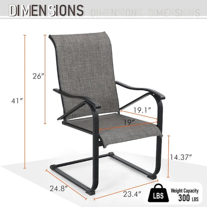 Ensembles de salle à manger de patio 7 pièces, 6 chaises en textilène et 1 table en métal avec trou pour parasol de 2,1 po