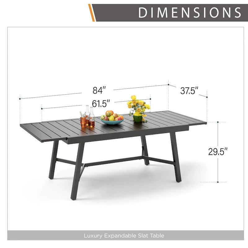 Ensemble de salle à manger d'extérieur MAISON ARTS 7/9 pièces avec table à manger rectangulaire extensible en métal et 6/8 chaises de salle à manger