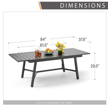 Ensemble de salle à manger d'extérieur MAISON ARTS 7/9 pièces avec table à manger rectangulaire extensible en métal et 6/8 chaises de salle à manger