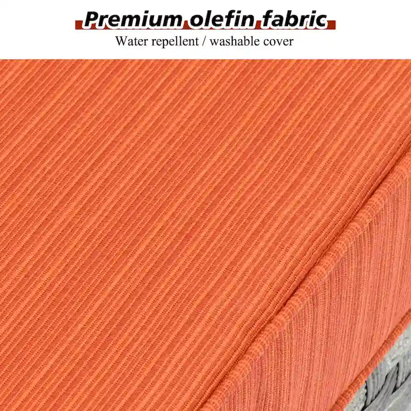 HOOOWOOO Ensemble modulaire d'extérieur en osier 9 pièces avec accoudoirs larges et foyer