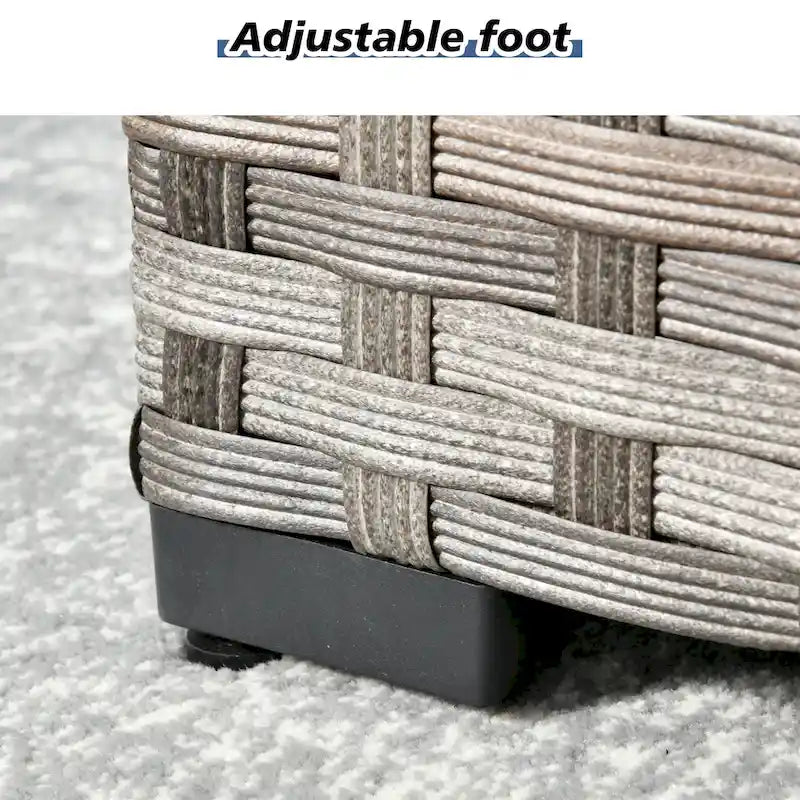 HOOOWOOO Ensemble modulaire d'extérieur en osier 9 pièces avec accoudoirs larges et foyer