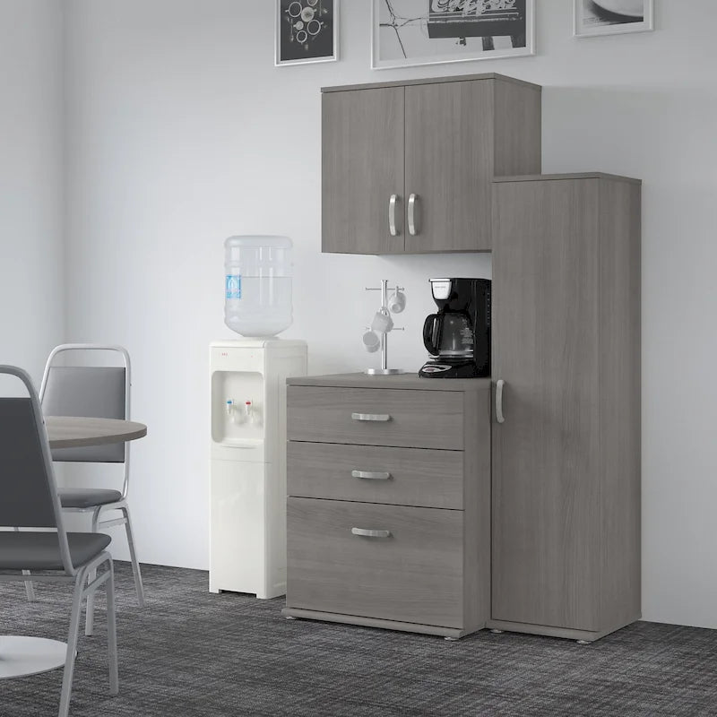 Ensemble de rangement modulaire 3 pièces de 44 W avec étagères et armoires, organisateur de bureau moderne
