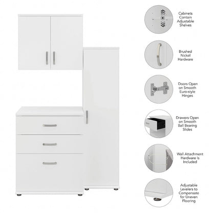 Ensemble de rangement modulaire 3 pièces de 44 W avec étagères et armoires, organisateur de bureau moderne