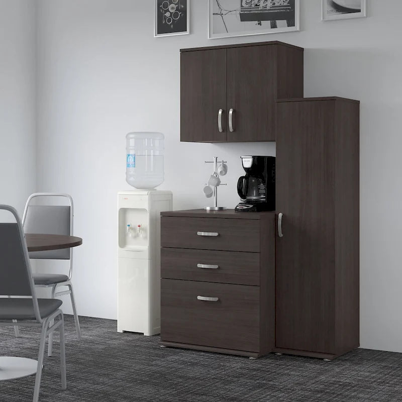 Ensemble de rangement modulaire 3 pièces de 44 W avec étagères et armoires, organisateur de bureau moderne
