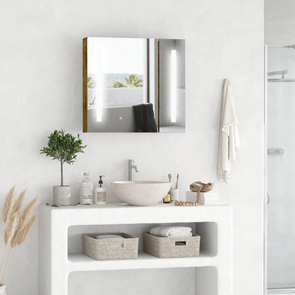 Armoire de toilette à LED 27,5x25,5 pouces avec miroir, rangement de salle de bain mural dimmable