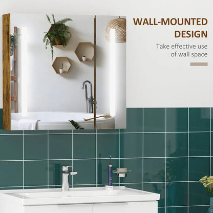 Armoire de toilette à LED 27,5x25,5 pouces avec miroir, rangement de salle de bain mural dimmable