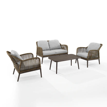 Ensemble de conversation extérieur 4 pièces en osier Haven – 85P x 143L x 29,75H