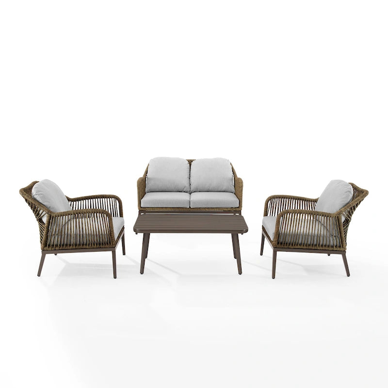 Ensemble de conversation extérieur 4 pièces en osier Haven – 85P x 143L x 29,75H