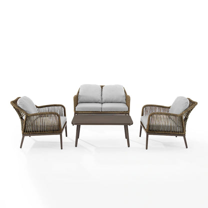 Ensemble de conversation extérieur 4 pièces en osier Haven – 85P x 143L x 29,75H