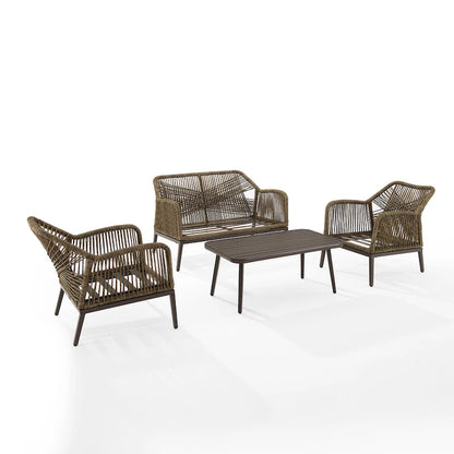 Ensemble de conversation extérieur 4 pièces en osier Haven – 85P x 143L x 29,75H