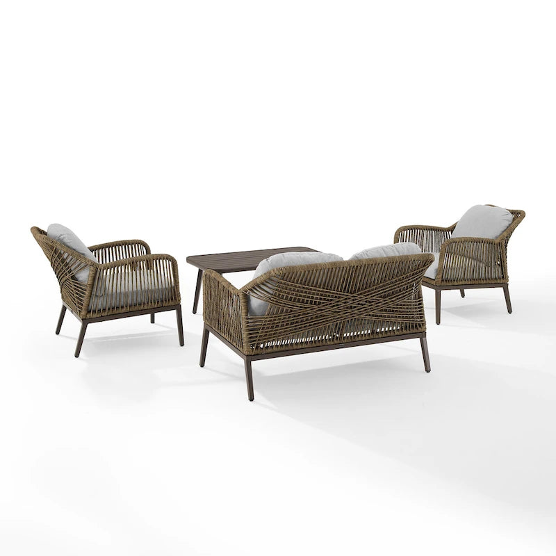 Ensemble de conversation extérieur 4 pièces en osier Haven – 85P x 143L x 29,75H