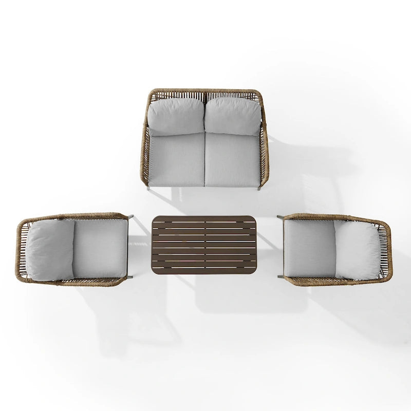 Ensemble de conversation extérieur 4 pièces en osier Haven – 85P x 143L x 29,75H