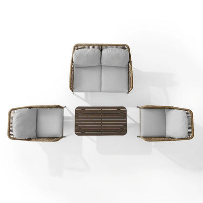 Ensemble de conversation extérieur 4 pièces en osier Haven – 85P x 143L x 29,75H