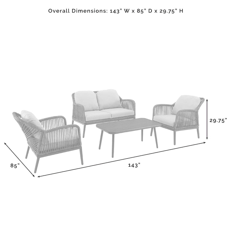 Ensemble de conversation extérieur 4 pièces en osier Haven – 85P x 143L x 29,75H